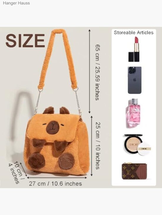 Capybara Plush Convertible Backpack Crossbody Bag main image 7